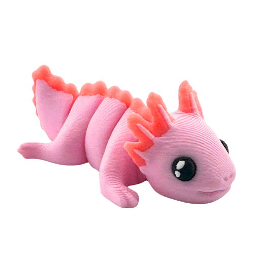 Lumi the Axolotl poseable toy in soft pink finish with frilly gills, part of Flexlings Original Crew limited edition