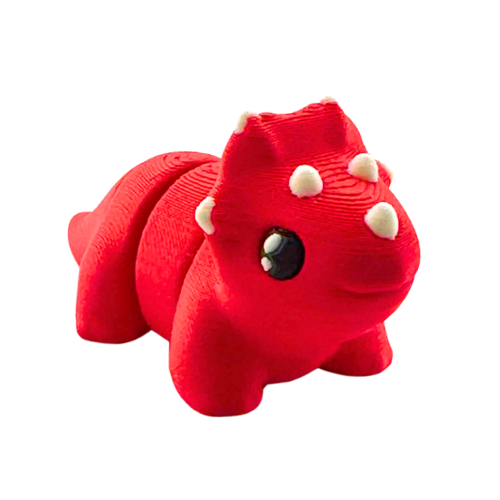 Trixie the Triceratops red glossy articulated toy figure from Flexlings Original Crew limited edition