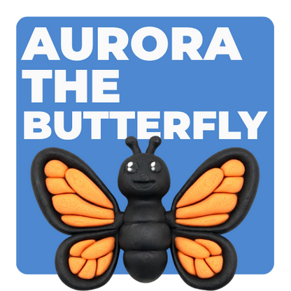 Aurora the Butterfly Flexling with black body and iridescent blue-green wings, poseable collectible toy from Original Crew