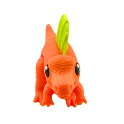 Orange Sid the Spinosaurus Flexlings toy with flexible limbs in fishing pose, Original Crew limited edition