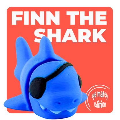 Finn the Shark Aye Matey pirate edition blue vinyl figure with eyepatch, flexible articulated limbs, limited collectible