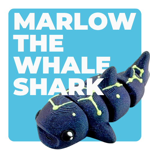 Marlow the Whaleshark Constellation Edition - purple galaxy glow in dark fidget toy with Cetus constellation pattern