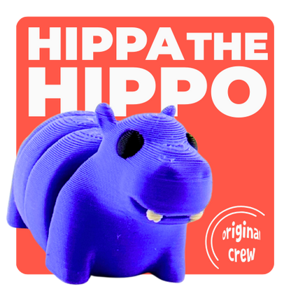 Cecil the Hippo purple poseable toy figurine from Flexlings Original Crew, limited edition collectible