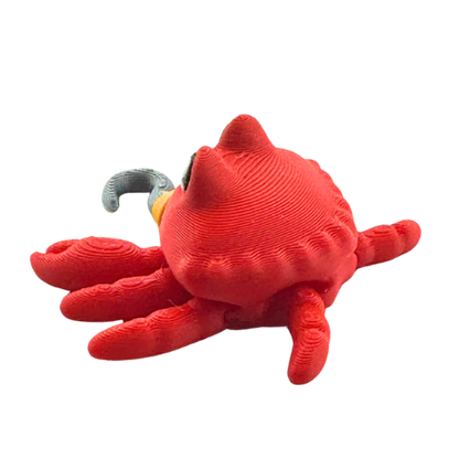 Redd the Crab Aye Matey Edition - red poseable crab toy with pirate hook, limited edition Flexling collectible figure