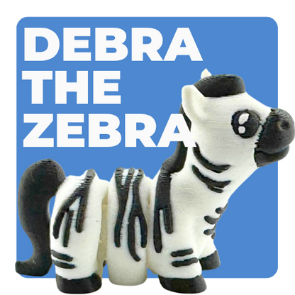 Debra the Zebra poseable figure in black and white, Original Crew limited edition collectible toy by Flexlings