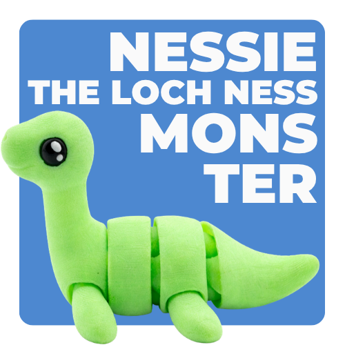 Nessie the Loch Ness Monster glow-in-the-dark Flexling fidget toy with bendable body and friendly expression