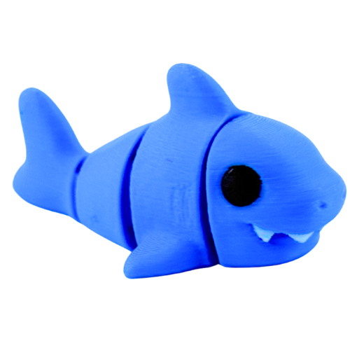 Finn the Shark blue poseable fidget toy from Flexlings Original Crew edition in racing pose