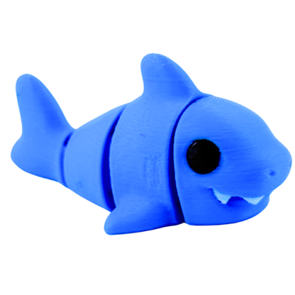 Finn the Shark blue poseable fidget toy from Flexlings Original Crew edition in racing pose