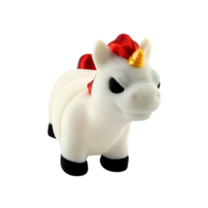 Nova the Unicorn Angry Edition Flexling with red hair and narrowed eyes, white poseable figure, ultra-limited collectible