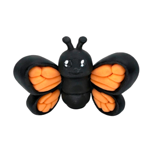 Aurora the Butterfly Flexling with black body and iridescent blue-green wings, poseable collectible toy from Original Crew