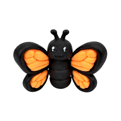 Aurora the Butterfly Flexling with black body and iridescent blue-green wings, poseable collectible toy from Original Crew