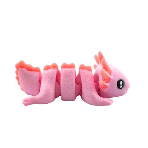 Lumi the Axolotl poseable toy in soft pink finish with frilly gills, part of Flexlings Original Crew limited edition