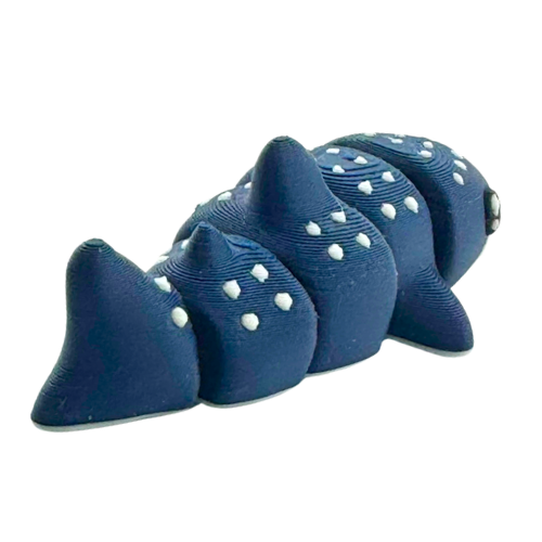 Marlow the Whaleshark poseable toy figure in dark blue with articulated tail and fins, Original Crew edition