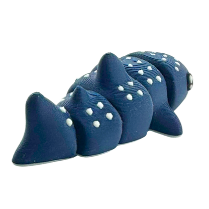 Marlow the Whaleshark poseable toy figure in dark blue with articulated tail and fins, Original Crew edition
