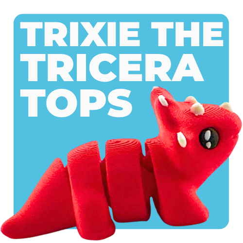 Trixie the Triceratops red glossy articulated toy figure from Flexlings Original Crew limited edition