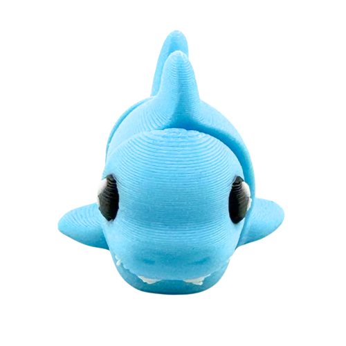 Finn the Shark Flexling toy in glowing blue SFX edition, bendable fidget collectible for kids ages 6 and up