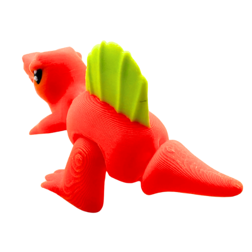 Orange Grumpy Sid Spinosaurus figure with crossed arms and moody expression, poseable dinosaur toy