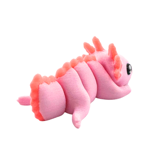 Lumi the Axolotl poseable toy in soft pink finish with frilly gills, part of Flexlings Original Crew limited edition