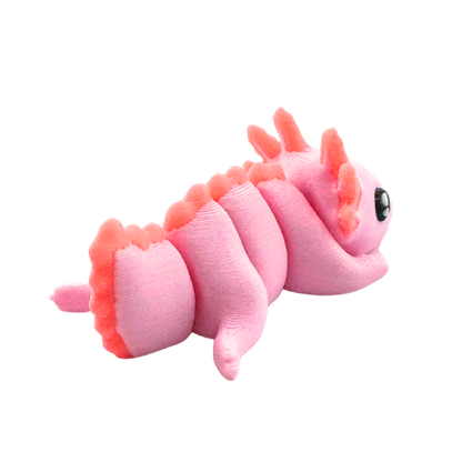 Lumi the Axolotl poseable toy in soft pink finish with frilly gills, part of Flexlings Original Crew limited edition