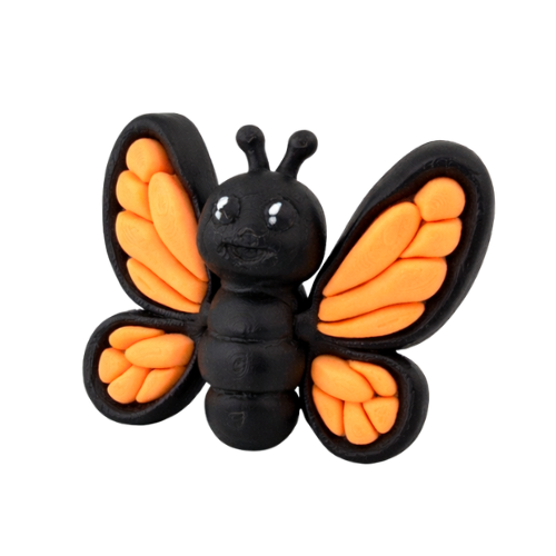 Aurora the Butterfly Flexling with black body and iridescent blue-green wings, poseable collectible toy from Original Crew