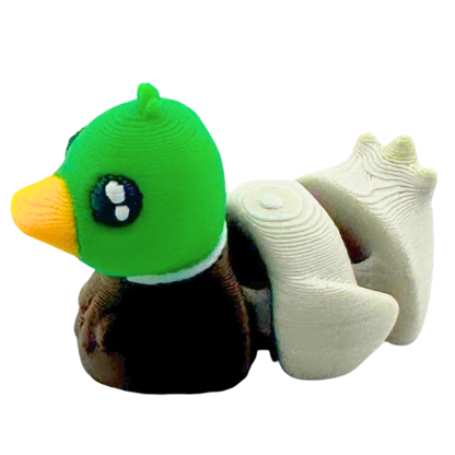 Drake the Mallard poseable duck toy figurine from Flexlings Original Crew collection in multi-color finish