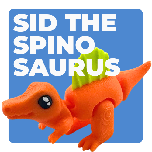 Orange Sid the Spinosaurus Flexlings toy with flexible limbs in fishing pose, Original Crew limited edition
