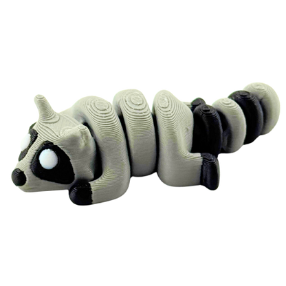 Bandit the Raccoon Flexlings toy, grey articulated raccoon figure from limited Original Crew edition
