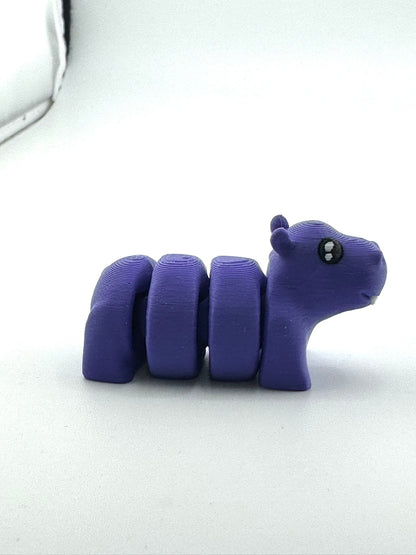 Cecil the Hippo purple poseable toy figurine from Flexlings Original Crew, limited edition collectible