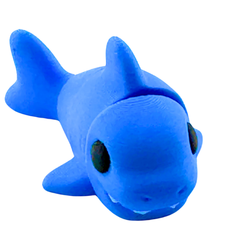 Finn the Shark blue poseable fidget toy from Flexlings Original Crew edition in racing pose
