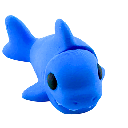 Finn the Shark blue poseable fidget toy from Flexlings Original Crew edition in racing pose