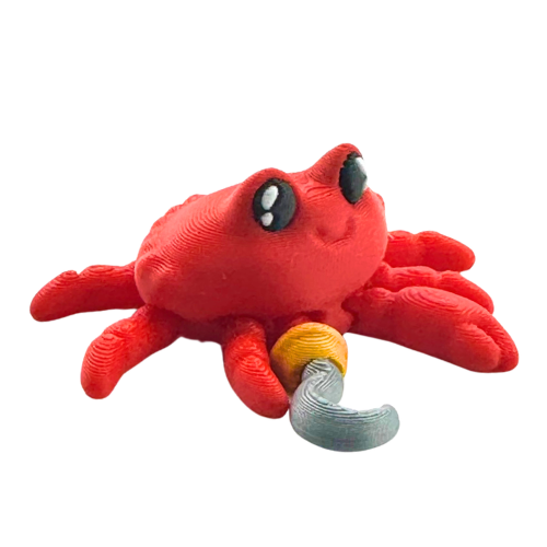 Redd the Crab Aye Matey Edition - red poseable crab toy with pirate hook, limited edition Flexling collectible figure
