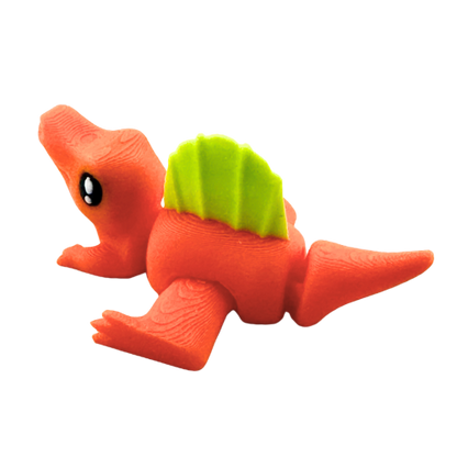 Orange Sid the Spinosaurus Flexlings toy with flexible limbs in fishing pose, Original Crew limited edition