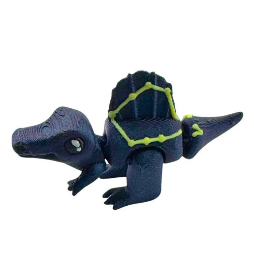 Sid the Spinosaurus Flexling in Constellation Edition with glow-in-the-dark cosmic starry paint, bendable dinosaur toy