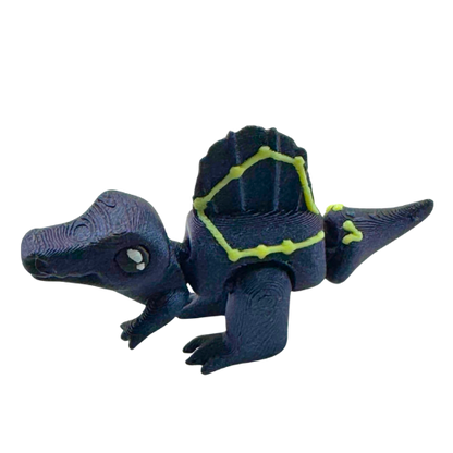 Sid the Spinosaurus Flexling in Constellation Edition with glow-in-the-dark cosmic starry paint, bendable dinosaur toy
