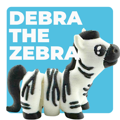 Debra the Zebra poseable figure in black and white, Original Crew limited edition collectible toy by Flexlings