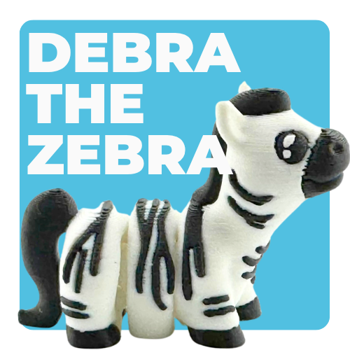 Debra the Zebra poseable figure in black and white, Original Crew limited edition collectible toy by Flexlings