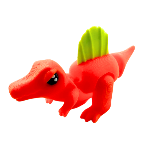 Orange Grumpy Sid Spinosaurus figure with crossed arms and moody expression, poseable dinosaur toy