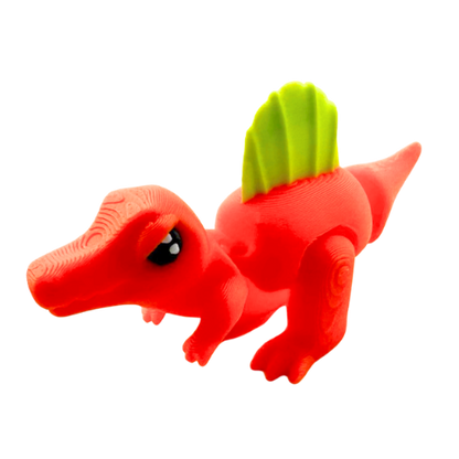 Orange Grumpy Sid Spinosaurus figure with crossed arms and moody expression, poseable dinosaur toy