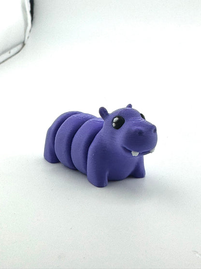 Cecil the Hippo purple poseable toy figurine from Flexlings Original Crew, limited edition collectible